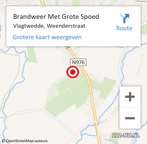 Locatie op kaart van de 112 melding: Brandweer Met Grote Spoed Naar Vlagtwedde, Weenderstraat op 12 september 2023 14:46