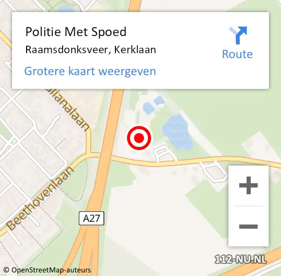 Locatie op kaart van de 112 melding: Politie Met Spoed Naar Raamsdonksveer, Kerklaan op 12 september 2023 14:53