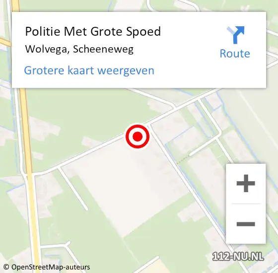 Locatie op kaart van de 112 melding: Politie Met Grote Spoed Naar Wolvega, Scheeneweg op 12 september 2023 14:53