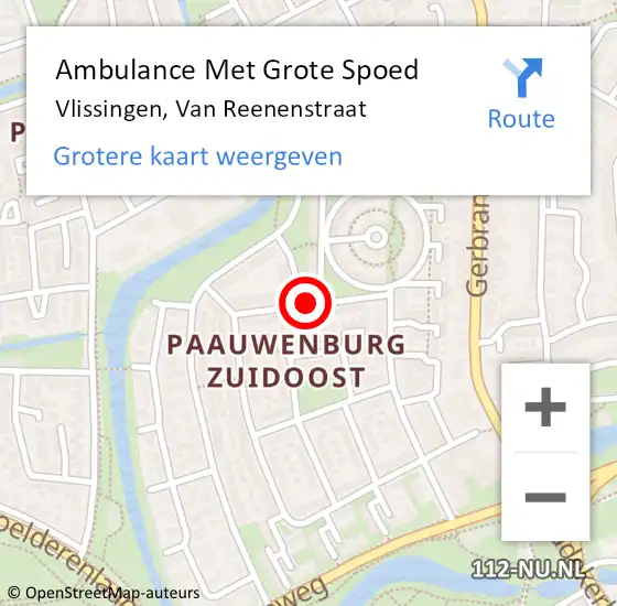 Locatie op kaart van de 112 melding: Ambulance Met Grote Spoed Naar Vlissingen, Van Reenenstraat op 8 september 2014 01:27