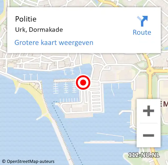 Locatie op kaart van de 112 melding: Politie Urk, Dormakade op 12 september 2023 14:57