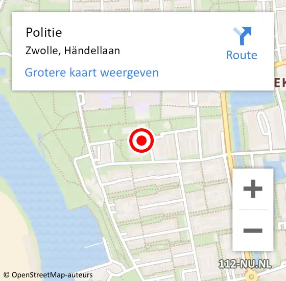 Locatie op kaart van de 112 melding: Politie Zwolle, Händellaan op 12 september 2023 15:25
