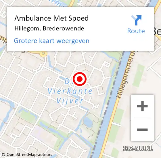 Locatie op kaart van de 112 melding: Ambulance Met Spoed Naar Hillegom, Brederowende op 12 september 2023 15:28