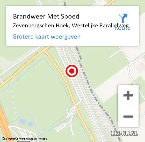 Locatie op kaart van de 112 melding: Brandweer Met Spoed Naar Zevenbergschen Hoek, Westelijke Parallelweg op 12 september 2023 15:32