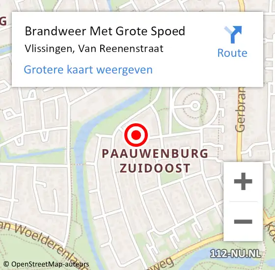 Locatie op kaart van de 112 melding: Brandweer Met Grote Spoed Naar Vlissingen, Van Reenenstraat op 8 september 2014 01:48