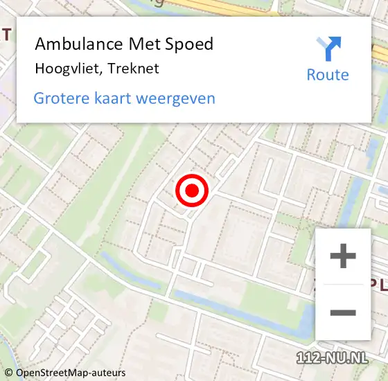 Locatie op kaart van de 112 melding: Ambulance Met Spoed Naar Hoogvliet, Treknet op 12 september 2023 16:00