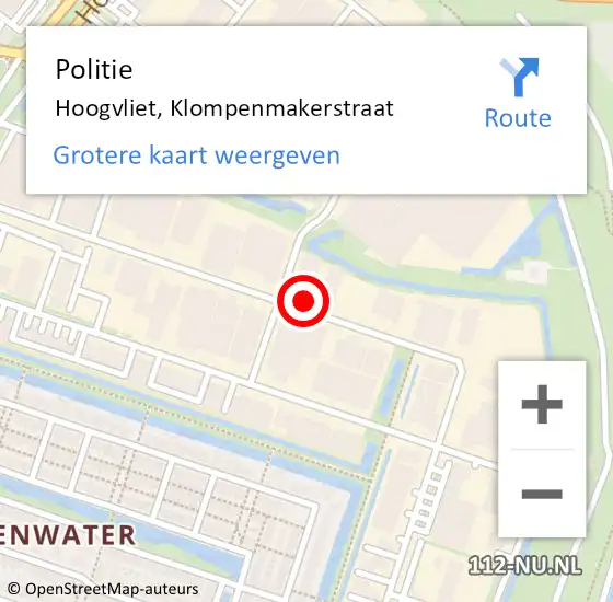 Locatie op kaart van de 112 melding: Politie Hoogvliet, Klompenmakerstraat op 12 september 2023 16:10