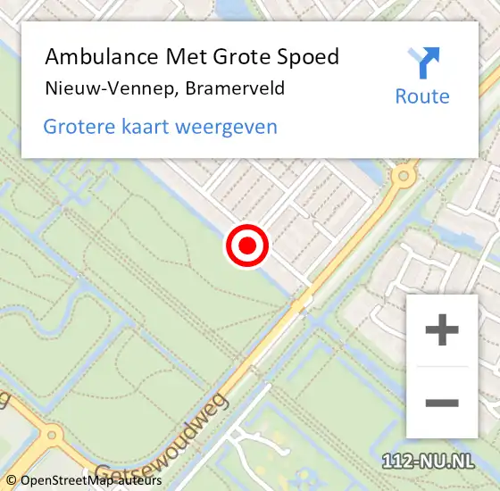 Locatie op kaart van de 112 melding: Ambulance Met Grote Spoed Naar Nieuw-Vennep, Bramerveld op 12 september 2023 16:13