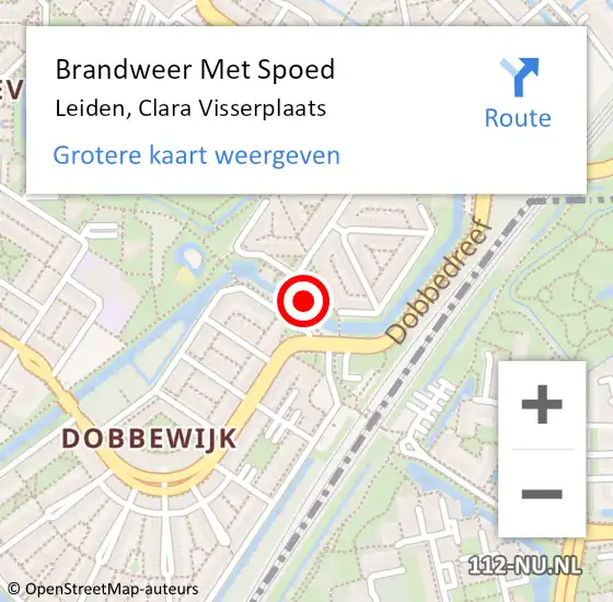 Locatie op kaart van de 112 melding: Brandweer Met Spoed Naar Leiden, Clara Visserplaats op 12 september 2023 16:39