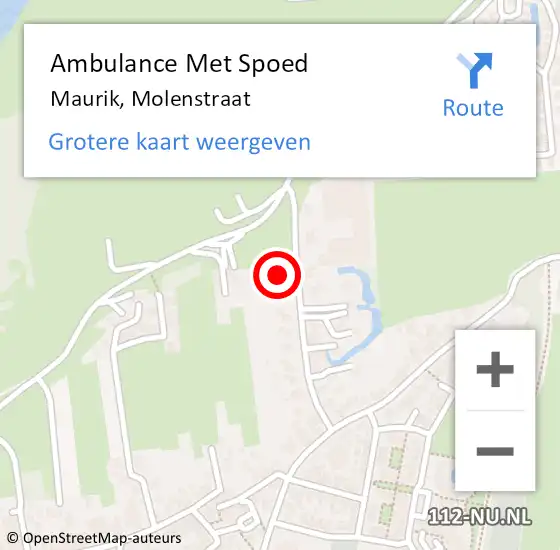 Locatie op kaart van de 112 melding: Ambulance Met Spoed Naar Maurik, Molenstraat op 8 september 2014 02:18