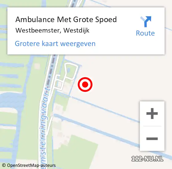 Locatie op kaart van de 112 melding: Ambulance Met Grote Spoed Naar Westbeemster, Westdijk op 12 september 2023 16:59