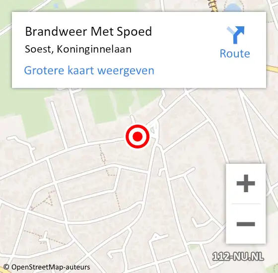 Locatie op kaart van de 112 melding: Brandweer Met Spoed Naar Soest, Koninginnelaan op 12 september 2023 17:24