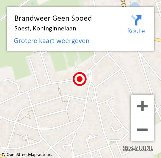 Locatie op kaart van de 112 melding: Brandweer Geen Spoed Naar Soest, Koninginnelaan op 12 september 2023 17:29