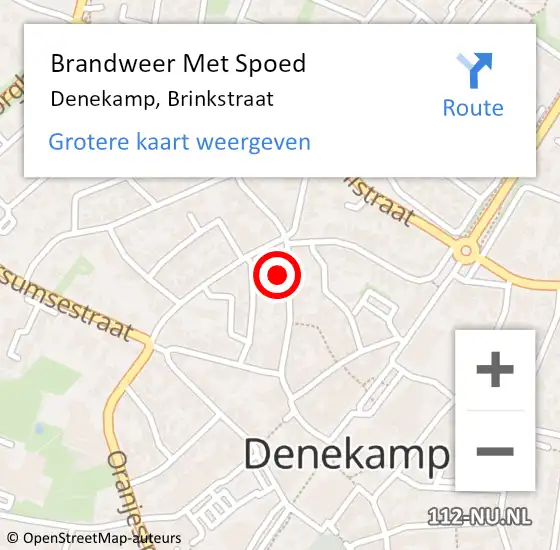 Locatie op kaart van de 112 melding: Brandweer Met Spoed Naar Denekamp, Brinkstraat op 12 september 2023 17:30