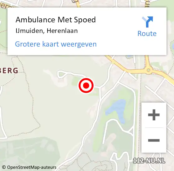 Locatie op kaart van de 112 melding: Ambulance Met Spoed Naar IJmuiden, Herenlaan op 12 september 2023 17:40