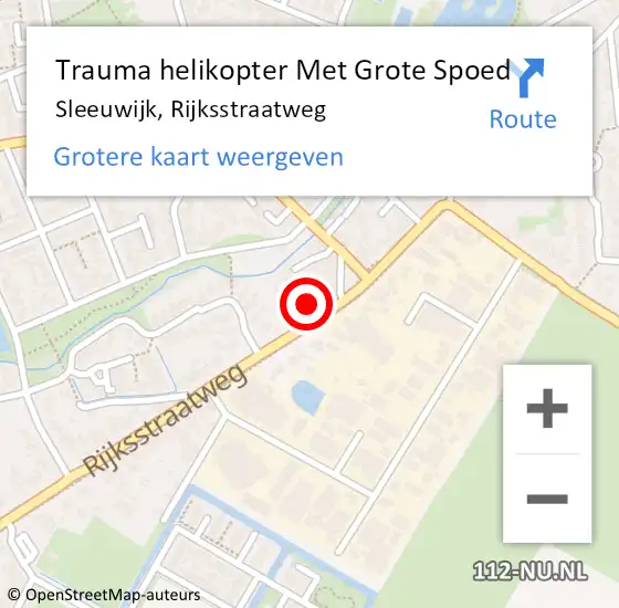 Locatie op kaart van de 112 melding: Trauma helikopter Met Grote Spoed Naar Sleeuwijk, Rijksstraatweg op 12 september 2023 18:08