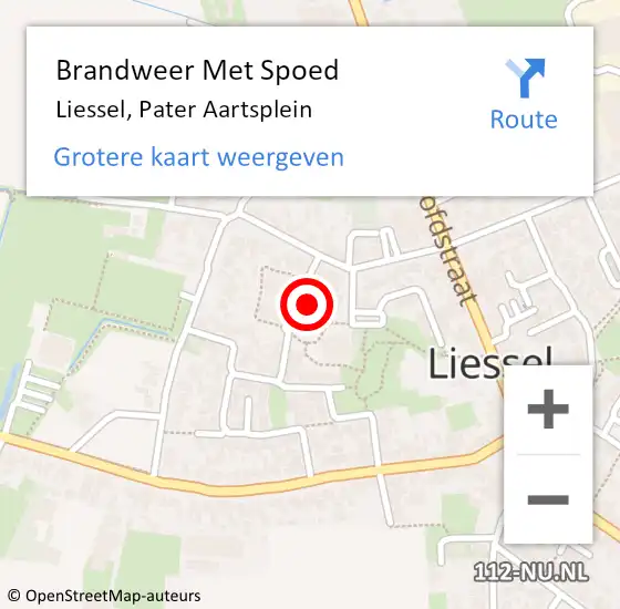 Locatie op kaart van de 112 melding: Brandweer Met Spoed Naar Liessel, Pater Aartsplein op 12 september 2023 18:17