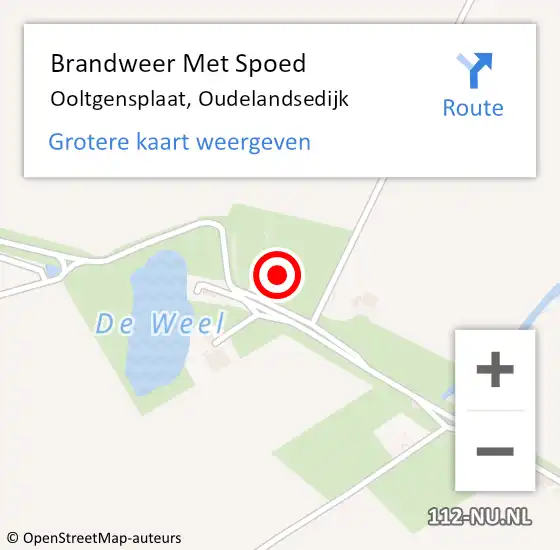 Locatie op kaart van de 112 melding: Brandweer Met Spoed Naar Ooltgensplaat, Oudelandsedijk op 12 september 2023 18:20