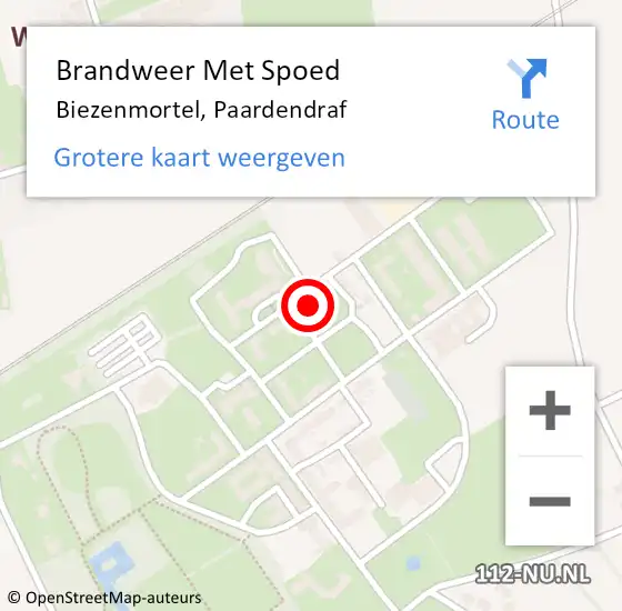 Locatie op kaart van de 112 melding: Brandweer Met Spoed Naar Biezenmortel, Paardendraf op 12 september 2023 18:31