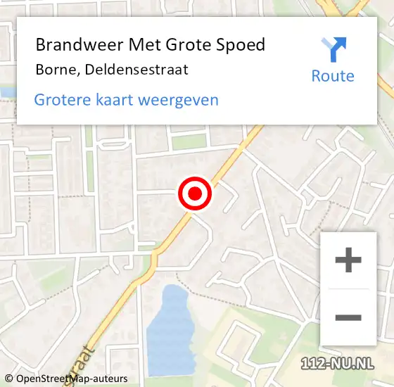 Locatie op kaart van de 112 melding: Brandweer Met Grote Spoed Naar Borne, Deldensestraat op 12 september 2023 18:41