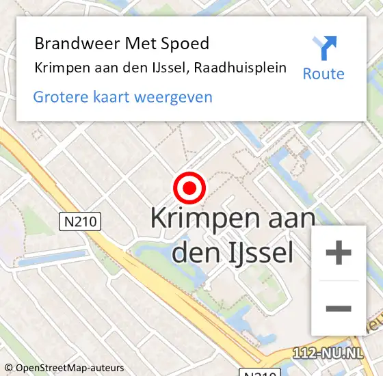 Locatie op kaart van de 112 melding: Brandweer Met Spoed Naar Krimpen aan den IJssel, Raadhuisplein op 12 september 2023 19:12