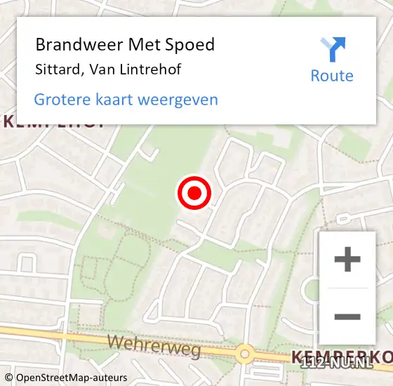 Locatie op kaart van de 112 melding: Brandweer Met Spoed Naar Sittard, Van Lintrehof op 12 september 2023 19:13