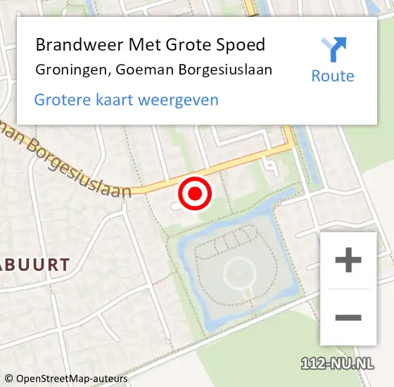 Locatie op kaart van de 112 melding: Brandweer Met Grote Spoed Naar Groningen, Goeman Borgesiuslaan op 12 september 2023 19:24