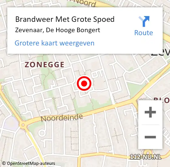 Locatie op kaart van de 112 melding: Brandweer Met Grote Spoed Naar Zevenaar, De Hooge Bongert op 12 september 2023 19:54