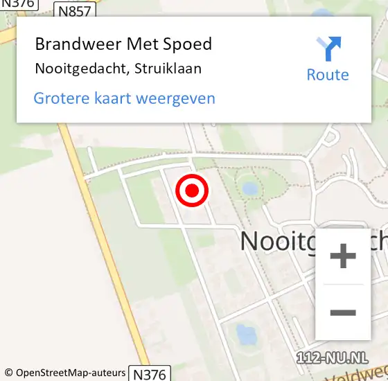 Locatie op kaart van de 112 melding: Brandweer Met Spoed Naar Nooitgedacht, Struiklaan op 12 september 2023 19:57