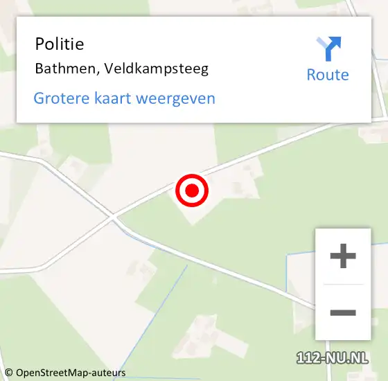 Locatie op kaart van de 112 melding: Politie Bathmen, Veldkampsteeg op 12 september 2023 19:59