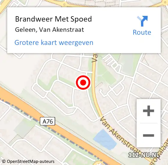 Locatie op kaart van de 112 melding: Brandweer Met Spoed Naar Geleen, Van Akenstraat op 12 september 2023 20:20