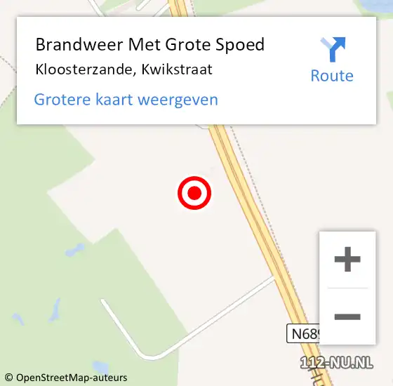 Locatie op kaart van de 112 melding: Brandweer Met Grote Spoed Naar Kloosterzande, Kwikstraat op 12 september 2023 20:31