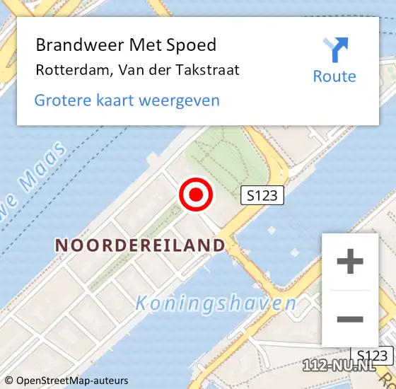 Locatie op kaart van de 112 melding: Brandweer Met Spoed Naar Rotterdam, Van der Takstraat op 12 september 2023 20:51