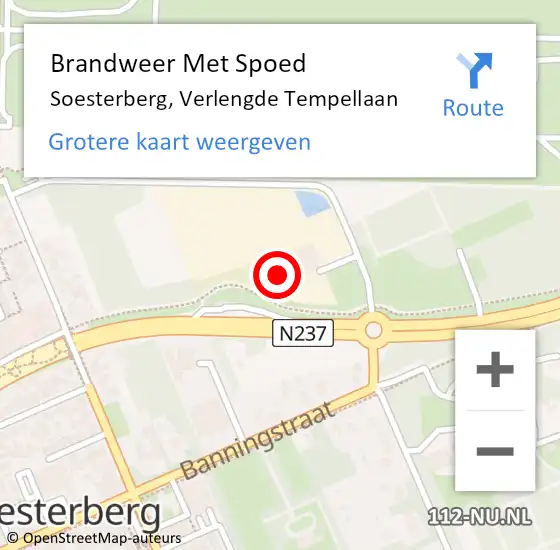 Locatie op kaart van de 112 melding: Brandweer Met Spoed Naar Soesterberg, Verlengde Tempellaan op 12 september 2023 21:13