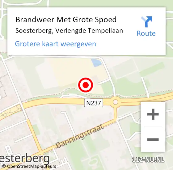 Locatie op kaart van de 112 melding: Brandweer Met Grote Spoed Naar Soesterberg, Verlengde Tempellaan op 12 september 2023 21:28