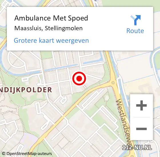 Locatie op kaart van de 112 melding: Ambulance Met Spoed Naar Maassluis, Stellingmolen op 12 september 2023 21:45