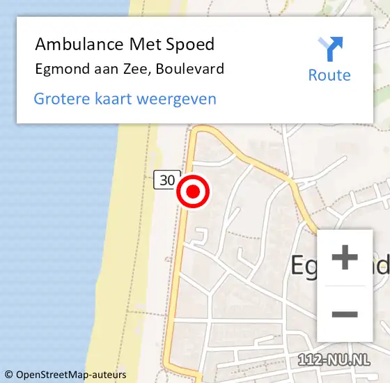 Locatie op kaart van de 112 melding: Ambulance Met Spoed Naar Egmond aan Zee, Boulevard op 8 september 2014 03:38