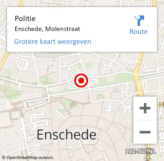 Locatie op kaart van de 112 melding: Politie Enschede, Molenstraat op 12 september 2023 22:31