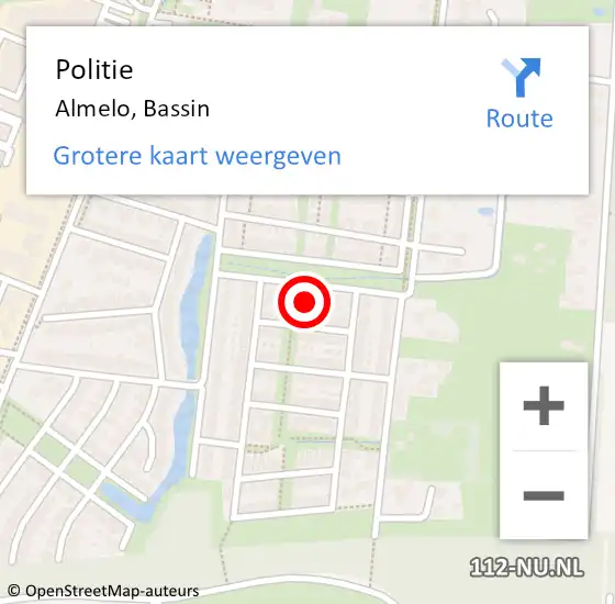 Locatie op kaart van de 112 melding: Politie Almelo, Bassin op 12 september 2023 22:54