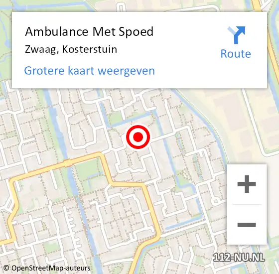 Locatie op kaart van de 112 melding: Ambulance Met Spoed Naar Zwaag, Kosterstuin op 12 september 2023 22:57