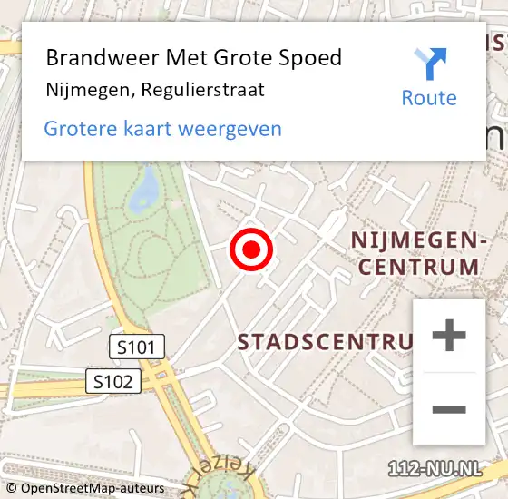 Locatie op kaart van de 112 melding: Brandweer Met Grote Spoed Naar Nijmegen, Regulierstraat op 12 september 2023 23:26