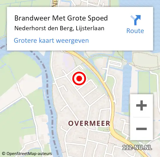 Locatie op kaart van de 112 melding: Brandweer Met Grote Spoed Naar Nederhorst den Berg, Lijsterlaan op 13 september 2023 00:13