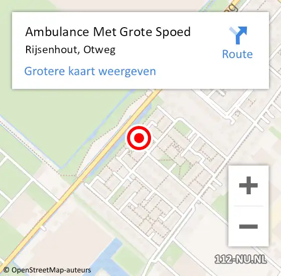 Locatie op kaart van de 112 melding: Ambulance Met Grote Spoed Naar Rijsenhout, Otweg op 13 september 2023 00:38