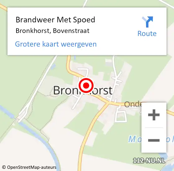 Locatie op kaart van de 112 melding: Brandweer Met Spoed Naar Bronkhorst, Bovenstraat op 13 september 2023 00:41