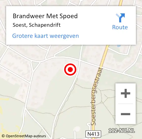 Locatie op kaart van de 112 melding: Brandweer Met Spoed Naar Soest, Schapendrift op 13 september 2023 00:46