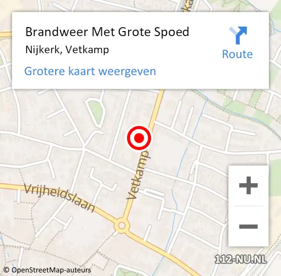 Locatie op kaart van de 112 melding: Brandweer Met Grote Spoed Naar Nijkerk, Vetkamp op 13 september 2023 02:55