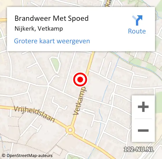 Locatie op kaart van de 112 melding: Brandweer Met Spoed Naar Nijkerk, Vetkamp op 13 september 2023 03:13