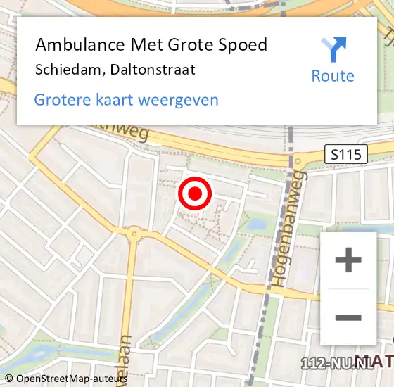 Locatie op kaart van de 112 melding: Ambulance Met Grote Spoed Naar Schiedam, Daltonstraat op 13 september 2023 04:20