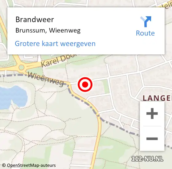 Locatie op kaart van de 112 melding: Brandweer Brunssum, Wieenweg op 8 september 2014 04:47