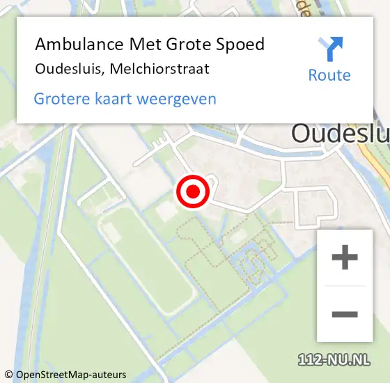 Locatie op kaart van de 112 melding: Ambulance Met Grote Spoed Naar Oudesluis, Melchiorstraat op 13 september 2023 05:21